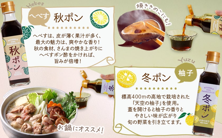 【母の日】宮崎育ちの季節のポン酢≪いちご・レモン・へべす・柚子≫≪5月7日～10日お届け≫_LG-3327-MG