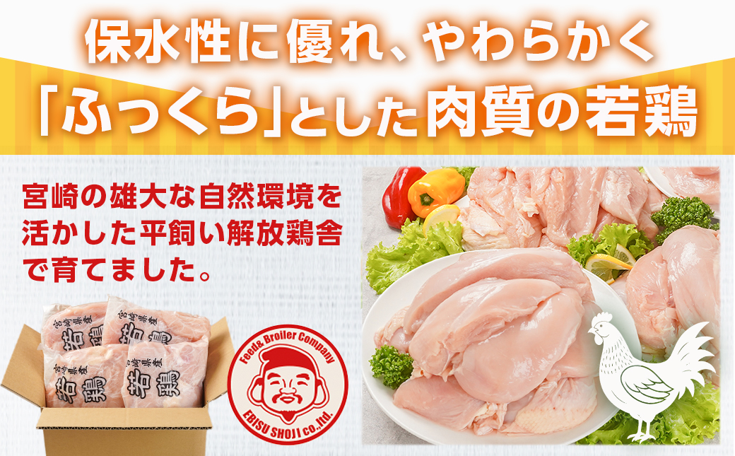 宮崎県産若鶏 むね肉(4kg)_LG-G302