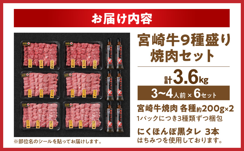 【数量限定】宮崎牛9種盛り焼肉セット(各600g×6P)_MC-3101_【肉 牛肉 焼き肉 焼肉 人気 おすすめ 国産 宮崎県産】