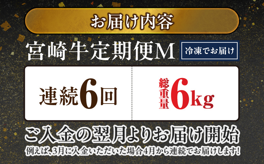 ≪6回連続お届け≫宮崎牛赤身霜降り食べ比べ定期便M(総重量6kg)_T102-6-N201