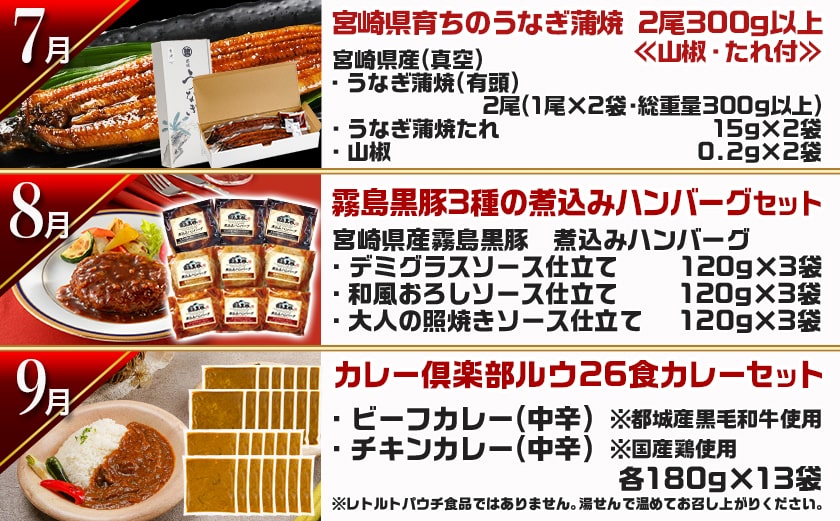 【セレクト定期便】第1弾☆都城市ご当地グルメ定期便(12ヶ月)≪2026年お届け≫_T156-MY01