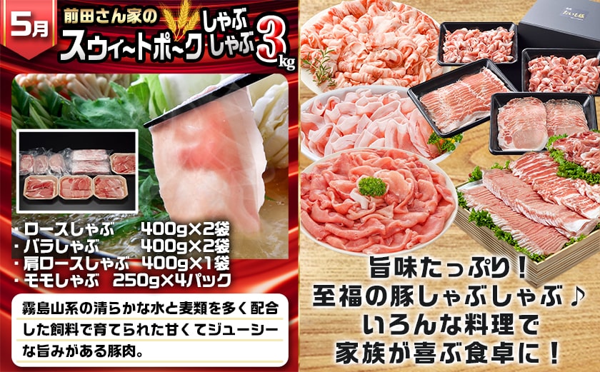 【セレクト定期便】☆豚しゃぶしゃぶ+2月豚小間付き☆定期便(5ヶ月)≪2026年お届け≫_T62-MY02