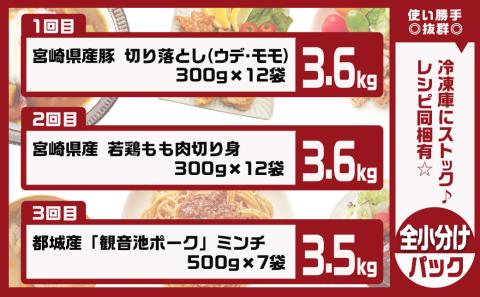 使い勝手抜群☆豚肉&鶏肉の万能定期便(3ヶ月)_T24(3)-9201