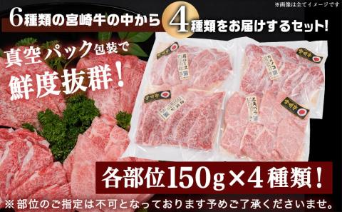 ≪A5ランク≫都城産宮崎牛食べ比べ焼肉4種セット(真空)_AC-I501_【肉 牛肉 焼き肉 焼肉 人気 おすすめ 国産 宮崎県産】