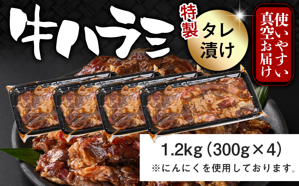 牛ハラミ タレ漬け1.2kg≪みやこんじょ特急便≫_12-3309-Q_【肉 牛肉 焼き肉 焼肉 人気 おすすめ】