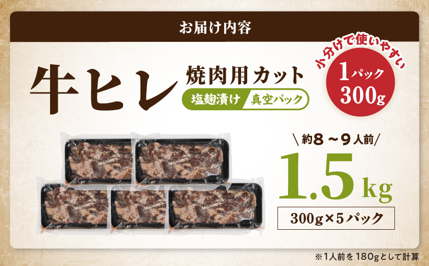 牛ヒレ塩麹タレ漬け1.5kg(焼肉用カット)_12-3314