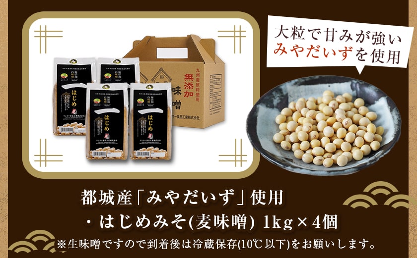 都城在来大豆みやだいず使用「はじめみそ」4kg≪みやこんじょ快速便≫_12-G801-R