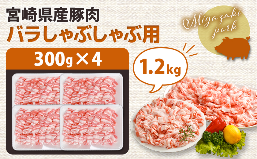 宮崎県産豚肉バラしゃぶしゃぶ用1.2kg_12-M601