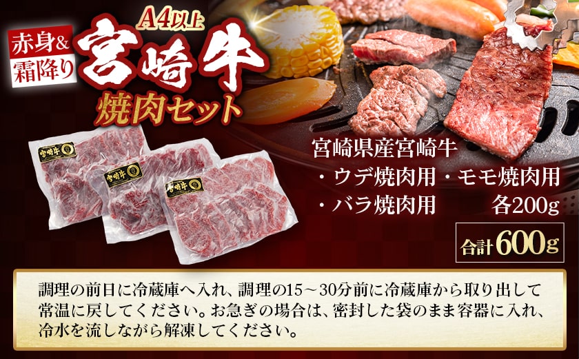 宮崎牛【赤身&霜降り】焼肉セット_16-J701