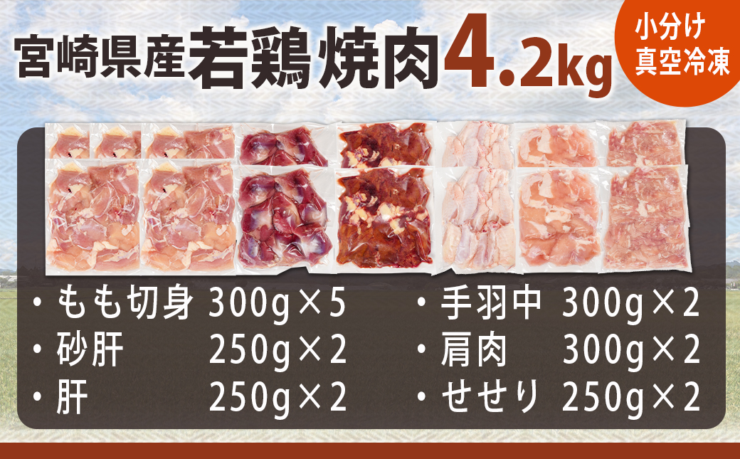 宮崎県産若鶏焼肉4.2kgセット_18-M604