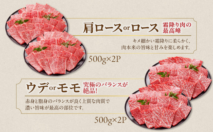 畜産農家応援! 宮崎牛焼肉2種セット500g×4パック_36-N202_【肉 牛肉 焼き肉 焼肉 人気 おすすめ 国産 宮崎県産】
