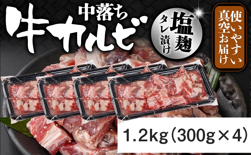 牛中落ちカルビ 塩麹タレ漬け1.2kg_AA-3315_【肉 牛肉 焼き肉 焼肉 人気 おすすめ】