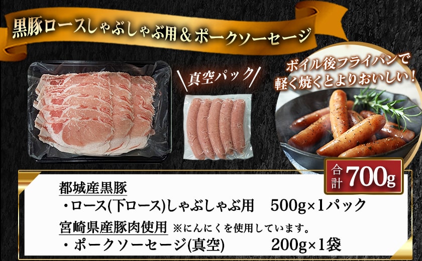 黒豚ロースしゃぶしゃぶ用500g&ポークソーセージセット_AA-N404