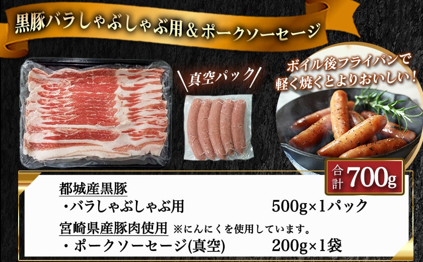 黒豚バラしゃぶしゃぶ用500g&ポークソーセージセット_AA-N406