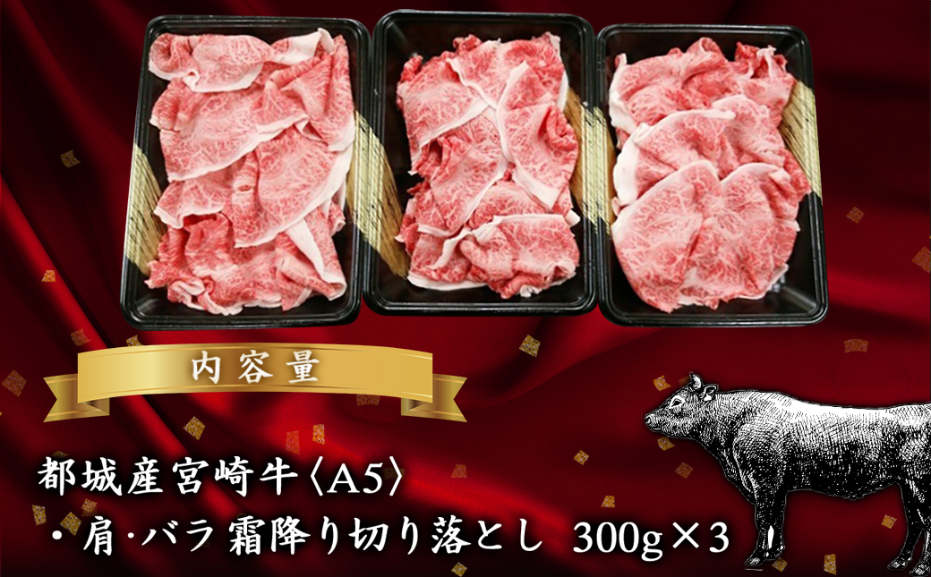 宮崎牛(A5)霜降り切り落とし すき焼き用900g ≪みやこんじょ特急便≫_AD-0117-Q_【肉 牛肉 切り落とし 焼き肉 焼肉 スライス すき焼き しゃぶしゃぶ 人気 おすすめ 国産】