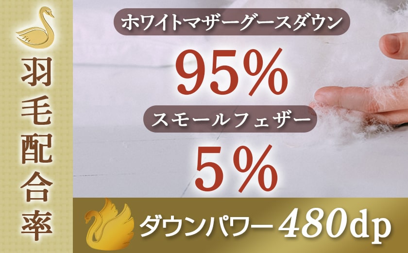 羽毛二層掛けふとん ポーランド産ホワイトマザーグース95%【S】≪みやこんじょ快速便≫_AL-E103-R