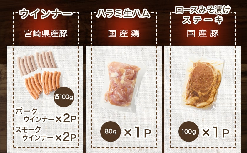 2種のウインナー&若鶏生ハム&豚みそ漬のバラエティセット【真空6パック】_LG-L901