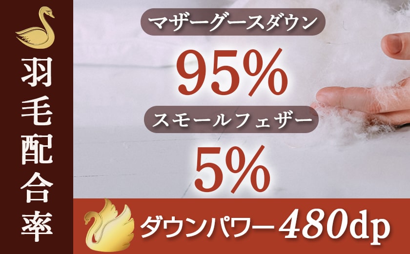 羽毛掛ふとん ポーランド産マザーグース95%480dp【S】≪みやこんじょ快速便≫_MD-E101-R