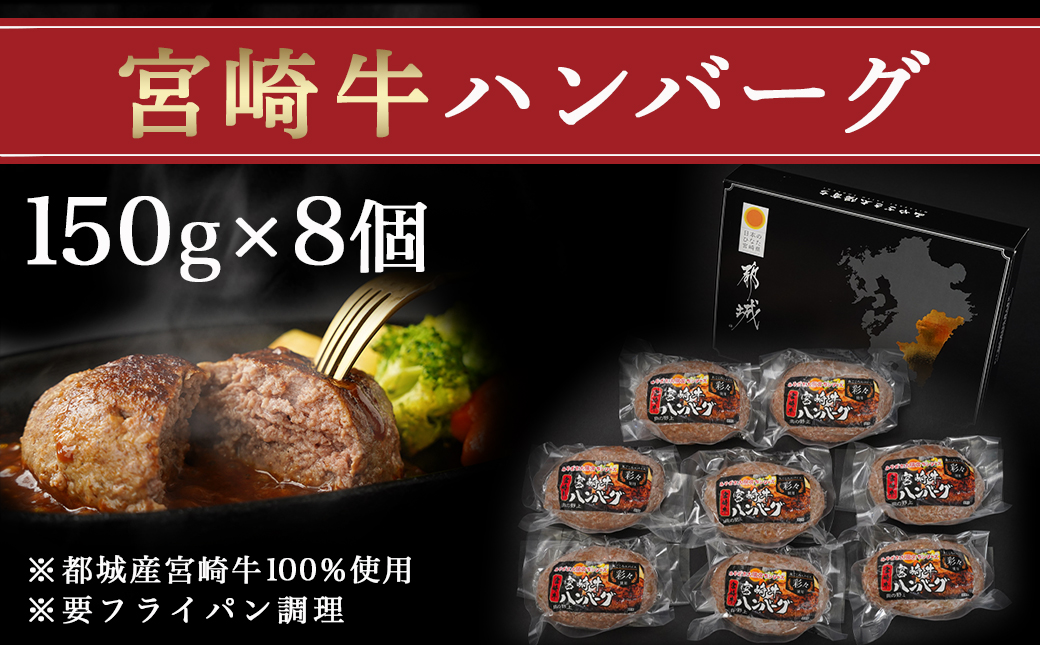 宮崎牛100%ハンバーグ150g×8個_MJ-2620