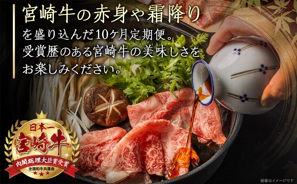 家族団らん♪宮崎牛定期便(10ヶ月)_T220-10-6501