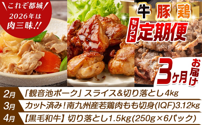 【セレクト定期便】～牛・鶏・豚定期便(3ヶ月)≪2026年お届け≫_T46-MY01