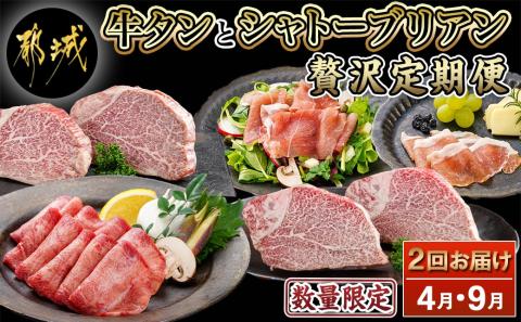 【数量限定】牛タン&シャトーブリアンが届く贅沢定期便_TMM2-0101_【肉 牛肉 切り落とし 焼き肉 焼肉  ステーキ スライス すき焼き しゃぶしゃぶ 人気 おすすめ 国産】