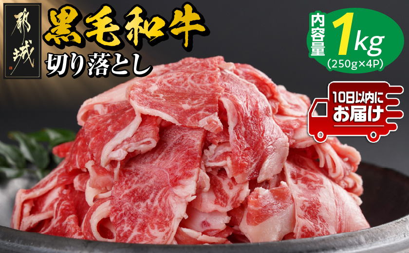 【黒毛和牛】切り落とし1kg(250g×4パック)≪みやこんじょ特急便≫_13-I901-Q_【肉 牛肉 切り落とし 焼き肉 焼肉 スライス すき焼き しゃぶしゃぶ 人気 おすすめ 国産】