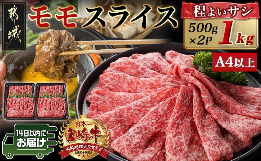 宮崎牛モモスライス(500g×2P)≪みやこんじょ快速便≫_17-N401-R