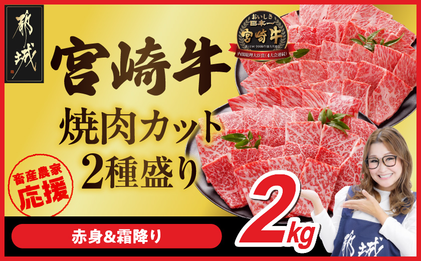 畜産農家応援! 宮崎牛焼肉2種セット500g×4パック_36-N202_【肉 牛肉 焼き肉 焼肉 人気 おすすめ 国産 宮崎県産】