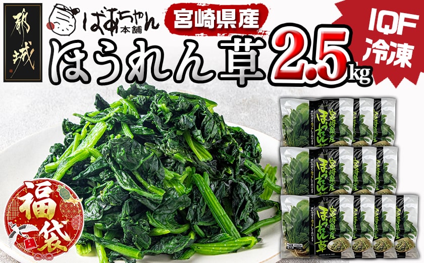 【福袋★2026】宮崎県産(IQF冷凍)ほうれん草2.5kg_AA-1527-F2026