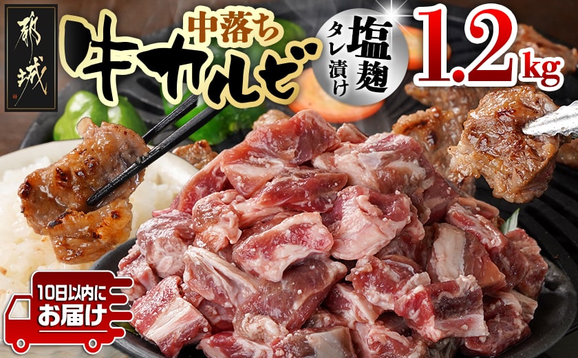 牛中落ちカルビ 塩麹タレ漬け1.2kg≪みやこんじょ特急便≫_AA-3315-Q_【肉 牛肉 焼き肉 焼肉 人気 おすすめ】