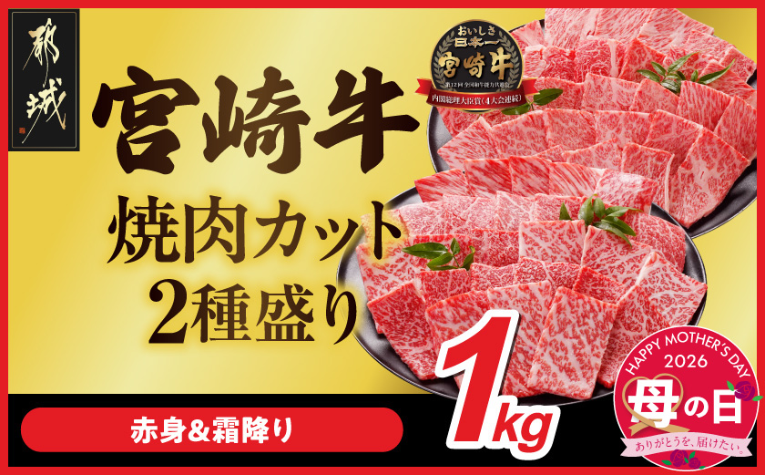 【母の日】宮崎牛焼肉2種セット500g×2パック≪5月7日～10日お届け≫_AC-N2-002-1kg-MG