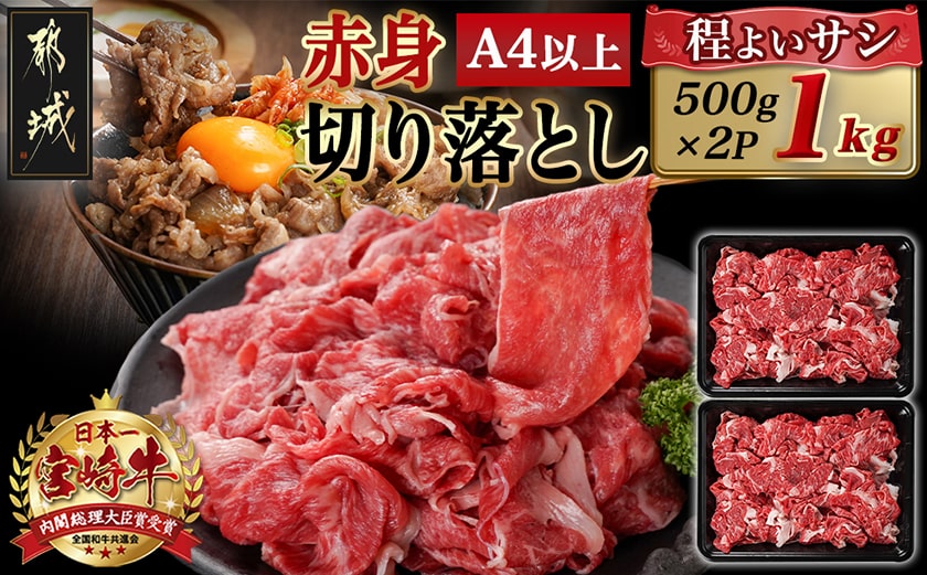 宮崎牛赤身切り落とし(500g×2P)_AC-N403_【肉 牛肉 切り落とし 焼き肉 焼肉 スライス すき焼き しゃぶしゃぶ 人気 おすすめ 国産】