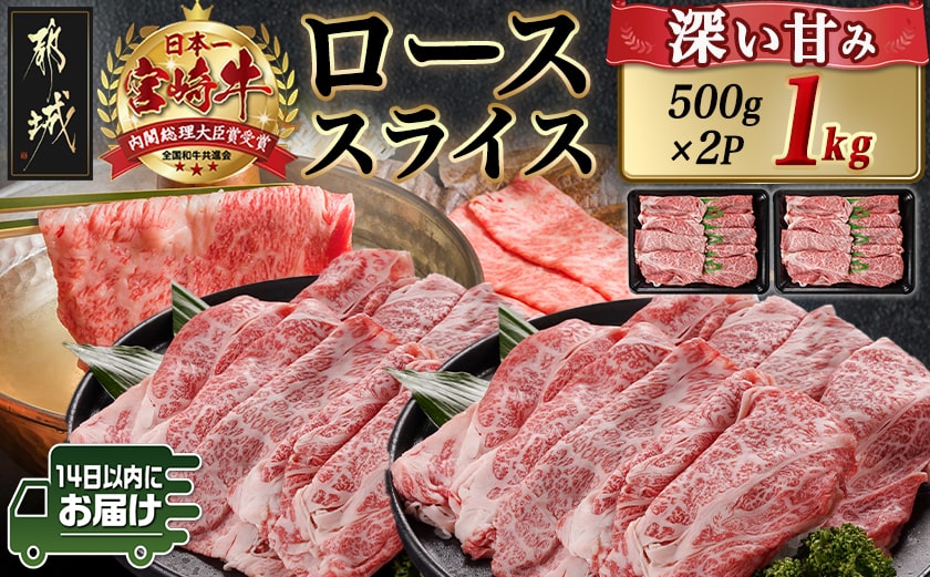 宮崎牛ローススライス(500g×2P)≪みやこんじょ快速便≫_AE-N402-R