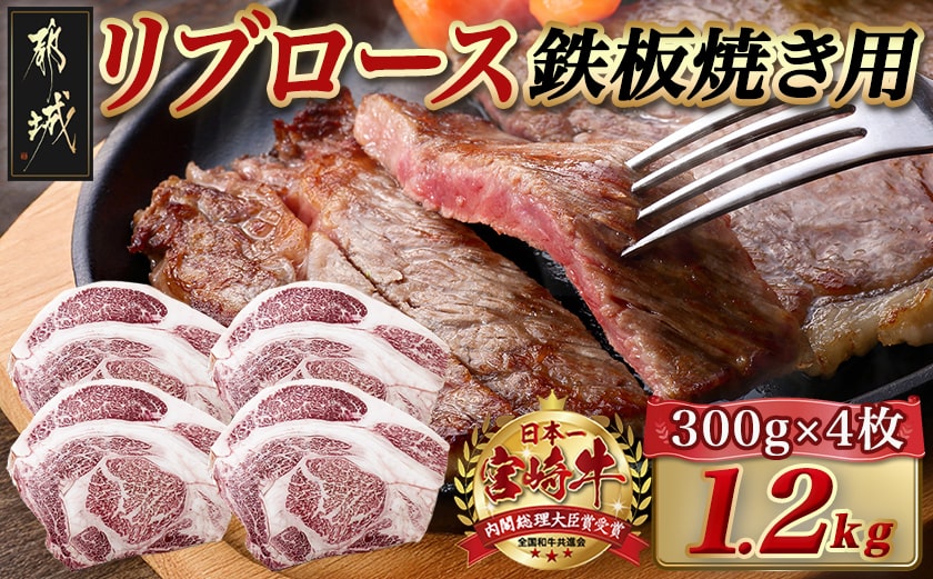 宮崎牛リブロース鉄板焼き用 (300g×4枚)_AE-N403