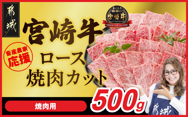 畜産農家応援! 宮崎牛ロース焼肉用 500g_MJ-N207
