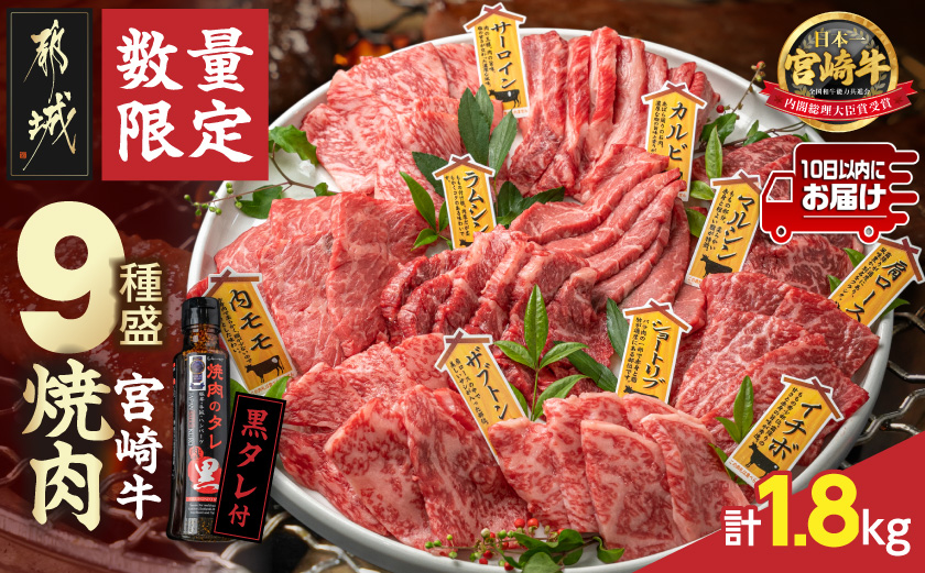 【数量限定】宮崎牛9種盛り焼肉セット(各600g×3P)≪みやこんじょ特急便≫_MM-3101-Q_【肉 牛肉 焼き肉 焼肉 人気 おすすめ 国産 宮崎県産】