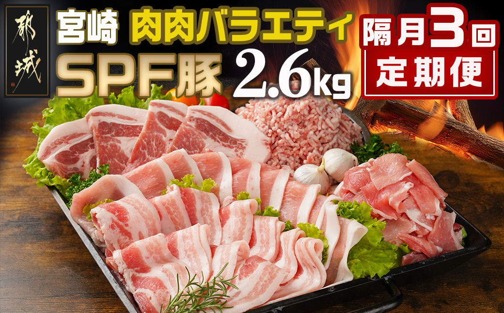 ≪隔月3回お届け≫「宮崎SPF豚」肉肉バラエティ2.6kgセット_T45-3-K901