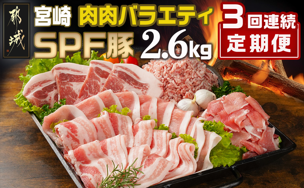 ≪3回連続お届け≫「宮崎SPF豚」肉肉バラエティ2.6kgセット_T45-3-K902