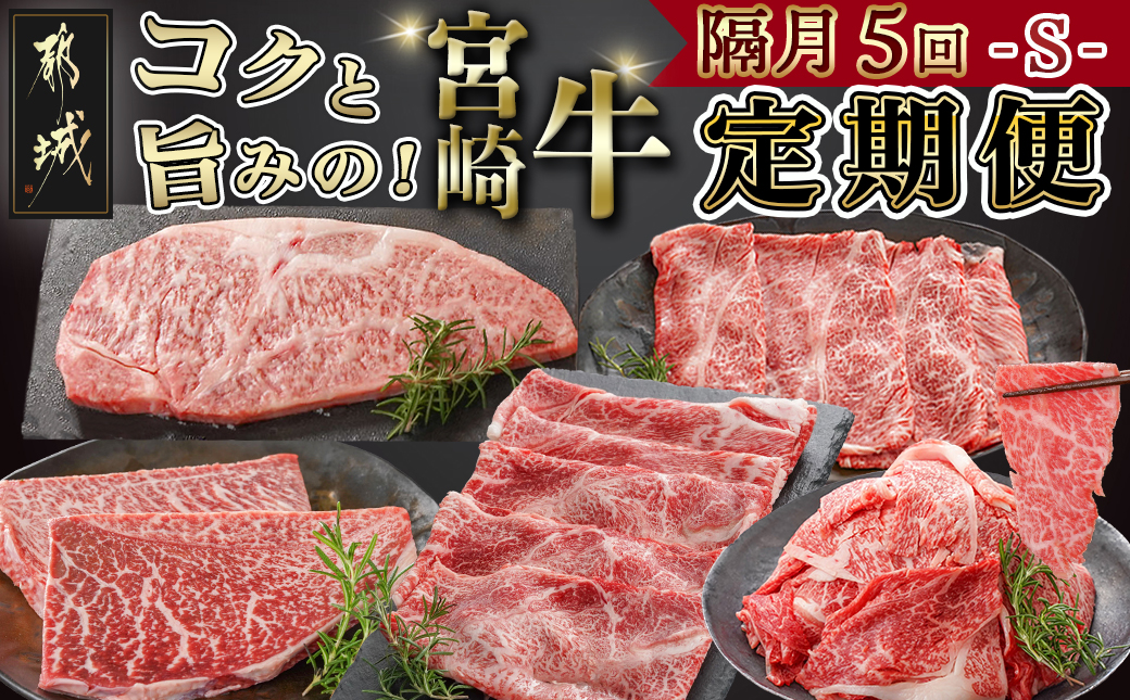 コクと旨味の宮崎牛定期便 S(隔月5回)_T70-5-6501
