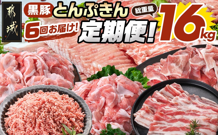 【6回お届け!】「黒豚とんぷきん」定期便≪総重量16kg≫_T90-6-5901