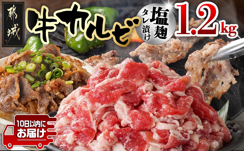 牛カルビ 塩麹タレ漬け1.2kg≪みやこんじょ特急便≫_LG-3326-Q_[肉 牛肉 焼き肉 焼肉 人気 おすすめ]