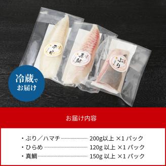 【訳あり】日向灘活〆ﾛｲﾝお刺身3種の食べ比べ計470g以上 N124-YZB059