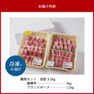宮崎牛・宮崎ブランドポーク焼肉セット（10～15人前） N023-YZG006
