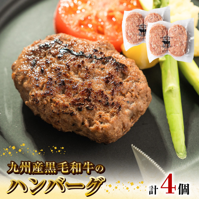 九州産黒毛和牛のハンバーグ(100g×2個入り)×2パック N0105-YA0302