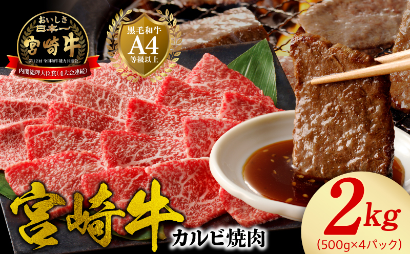 宮崎牛 カルビ焼肉2kg N0140-YD0242