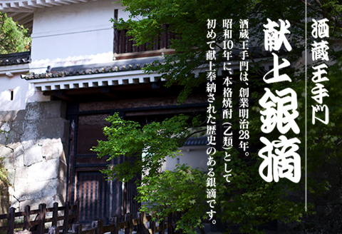 焼酎 献上銀滴 20度 瓶 900ml 4本 セット 計3.6L お酒 アルコール 飲料 国産 芋焼酎 酒蔵王手門 晩酌 家呑み 宅呑み ご褒美 お祝い 記念日 ロック 水割り お湯割り 地酒 贈り物 ギフト プレゼント 贈答 おすすめ お取り寄せ お土産 宮崎県 日南市 送料無料_B99-191