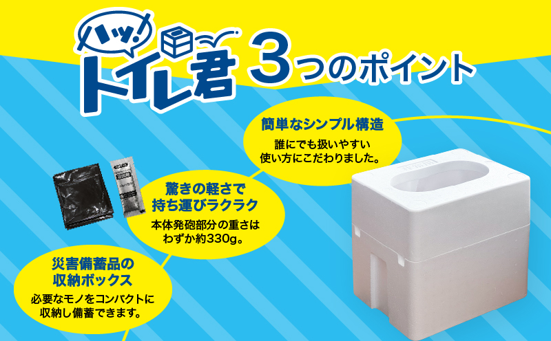 緊急時にあると便利!! 非常用トイレ ハッ！トイレ君 30回分 日用品 雑貨 災害グッズ 防災グッズ 簡易トイレ 災害用トイレ 防災用品 介護用 多機能 レジャー アウトドア キャンプ 渋滞時 おすすめ 軽量 生活用品 男女兼用 宮崎県 日南市 送料無料_BA87-24