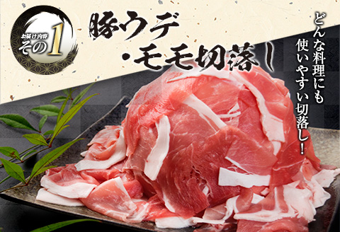 数量限定 豚肉 3種 鶏肉 1種 セット 合計3.54kg ポーク チキン 国産 食品 食べ比べ 豚ウデ 豚モモ 切落し 豚ロース 豚バラ スライス 万能食材 大容量 焼肉 豚汁 から揚げ バラエティ おかず おつまみ 人気 おすすめ 詰め合わせ 宮崎県 日南市 送料無料_CB108-25