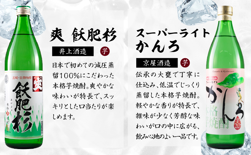 日南晩酌定番セット 900ml×6本 20度 本格芋焼酎 焼酎 地酒 お酒 アルコール 飲料 国産 焼酎ハイボール ロック 晩酌 家呑み 宅呑み 飲み比べ 詰め合わせ ご褒美 お祝い 記念日 手土産 ギフト 贈り物 贈答 プレゼント 人気 おすすめ 宮崎県 日南市 送料無料_D117-25